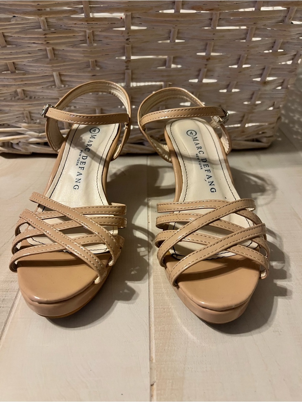 Marc Defang Kids Beige Strappy Sandals with Ankle Buckle